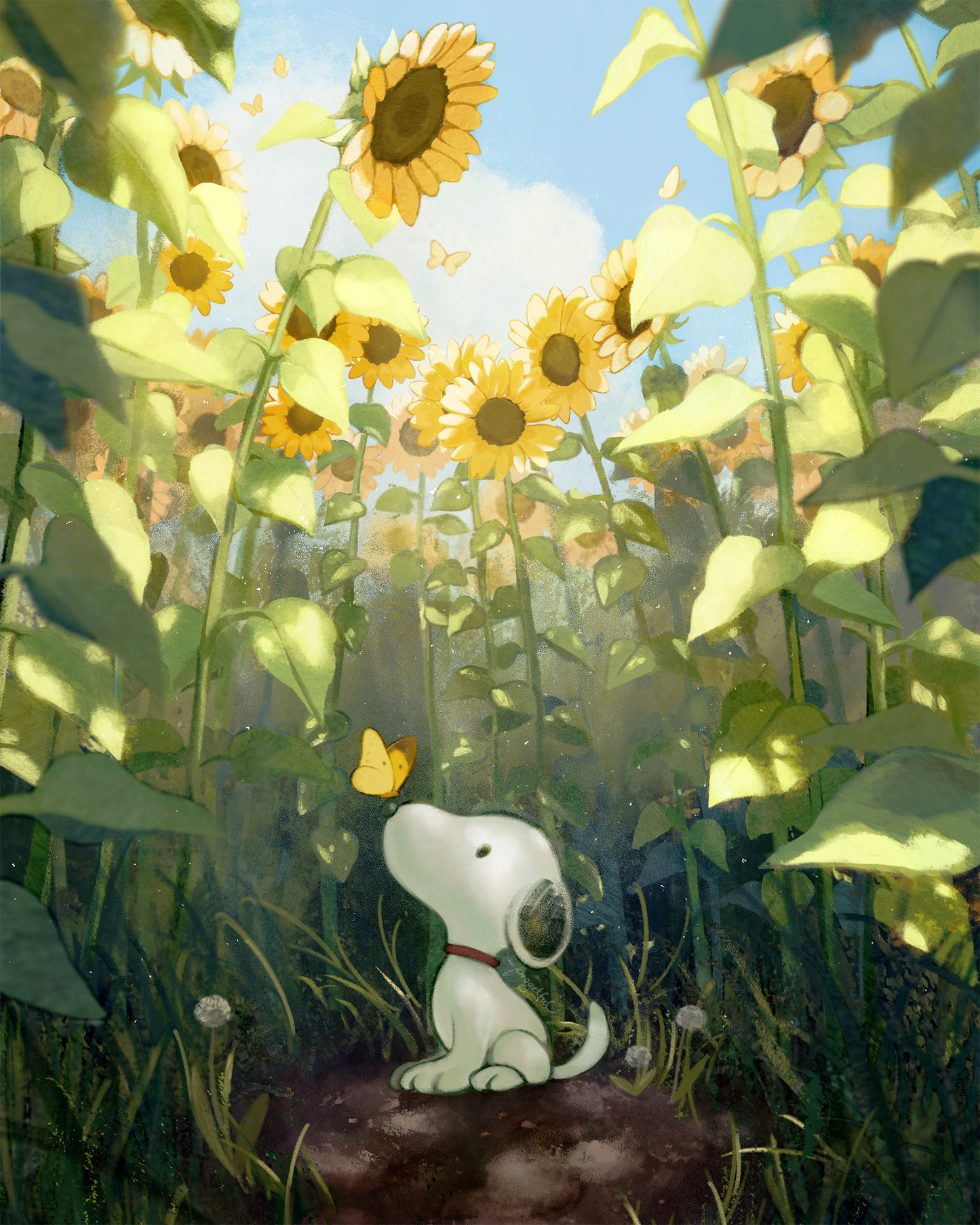 sunflower snoopy art print (8 x 10")