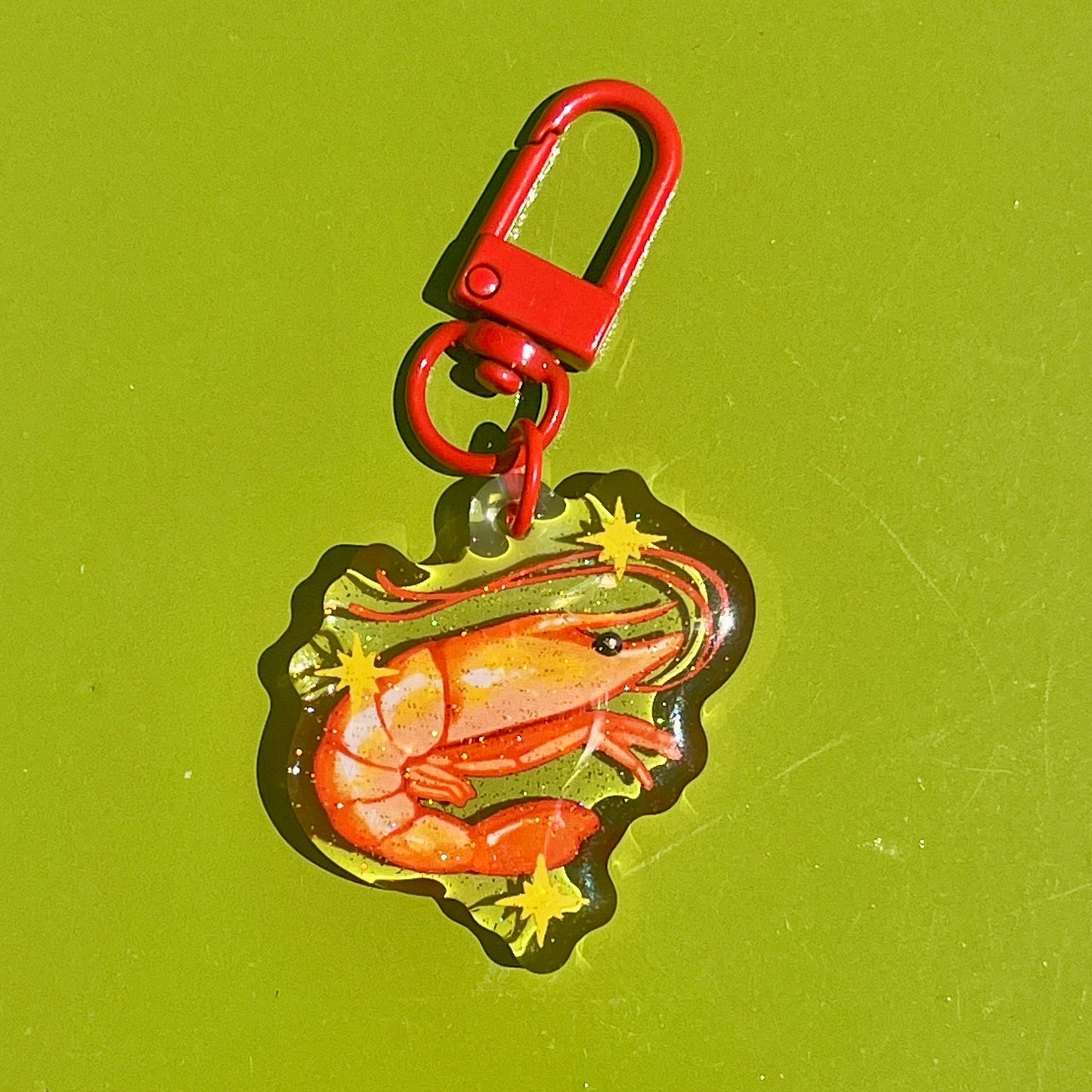 sparkly shrimp charm