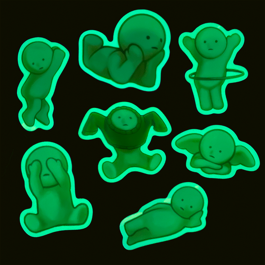 glow-in-the-dark smiski keychains