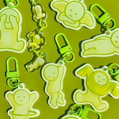 glow-in-the-dark smiski keychains