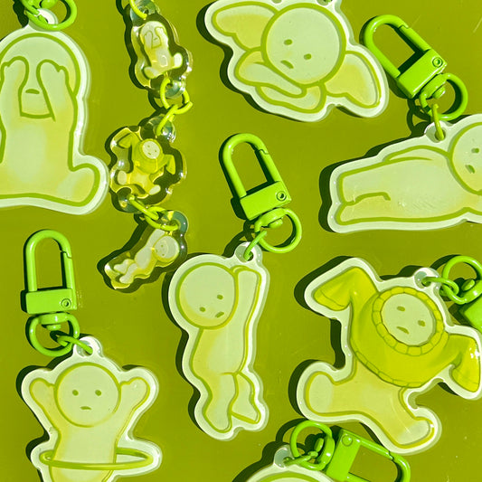 glow-in-the-dark smiski keychains