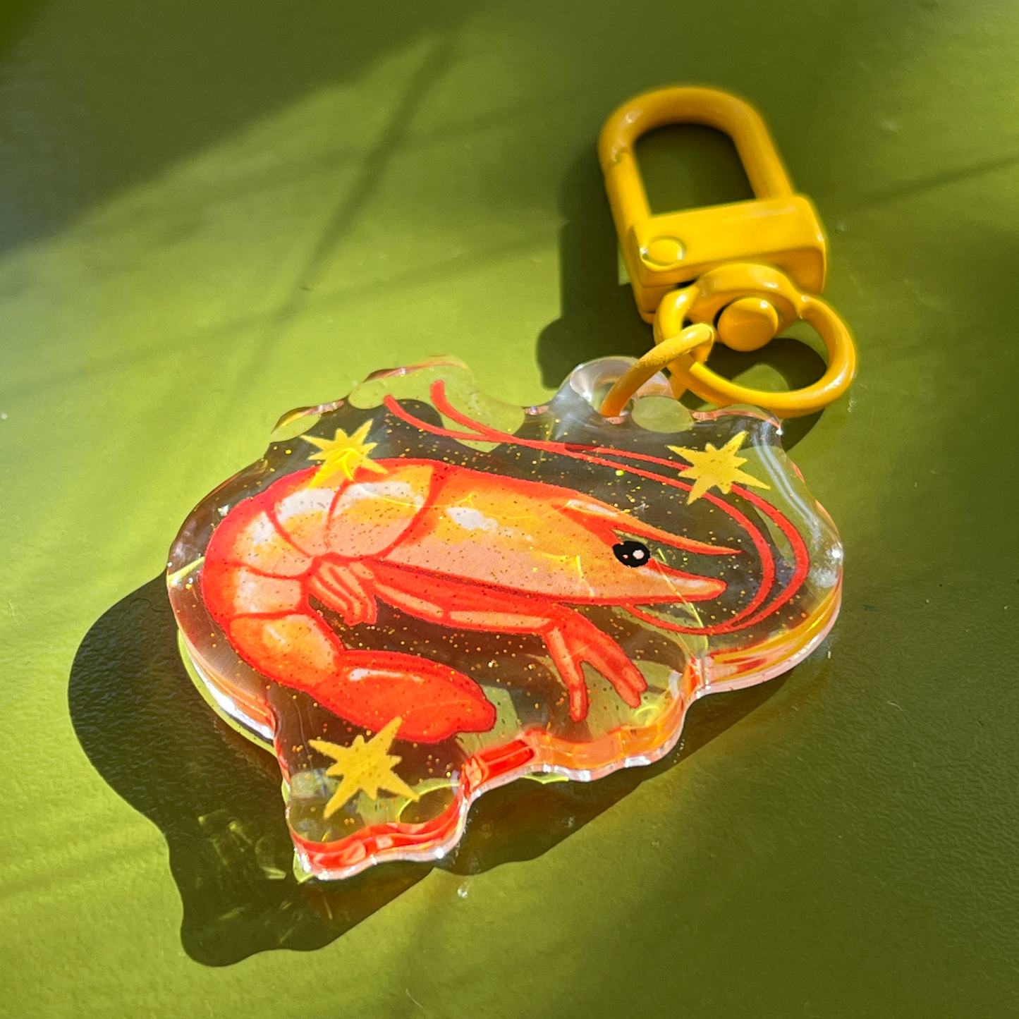 sparkly shrimp charm