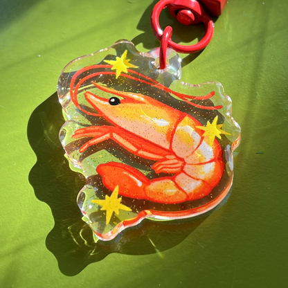 sparkly shrimp charm