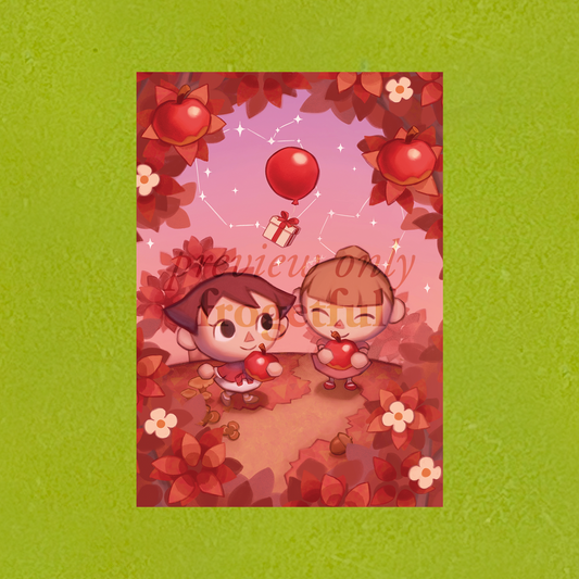 animal crossing autumn apple picking a5 print
