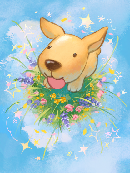frolicking doggy foil print