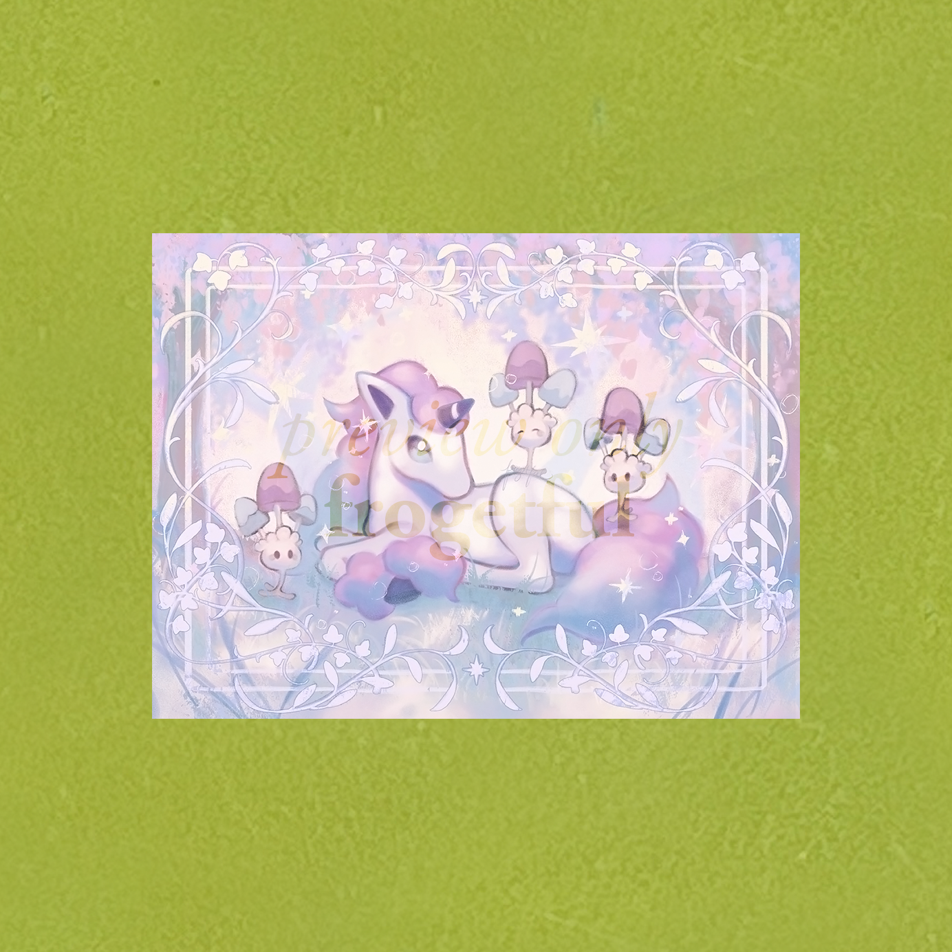 galarian ponyta & morelulls iridescent foil print