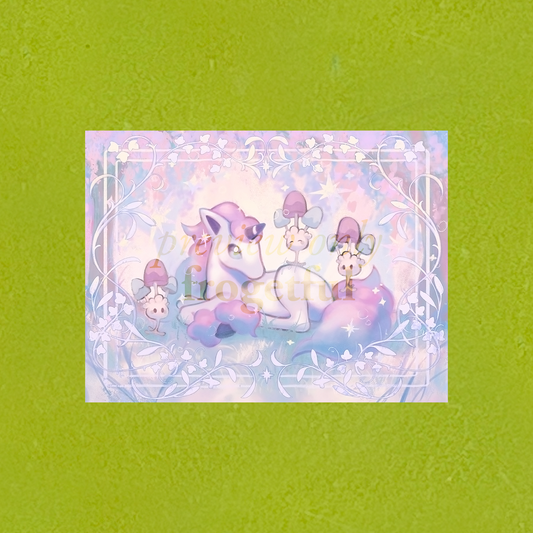 galarian ponyta & morelulls iridescent foil print