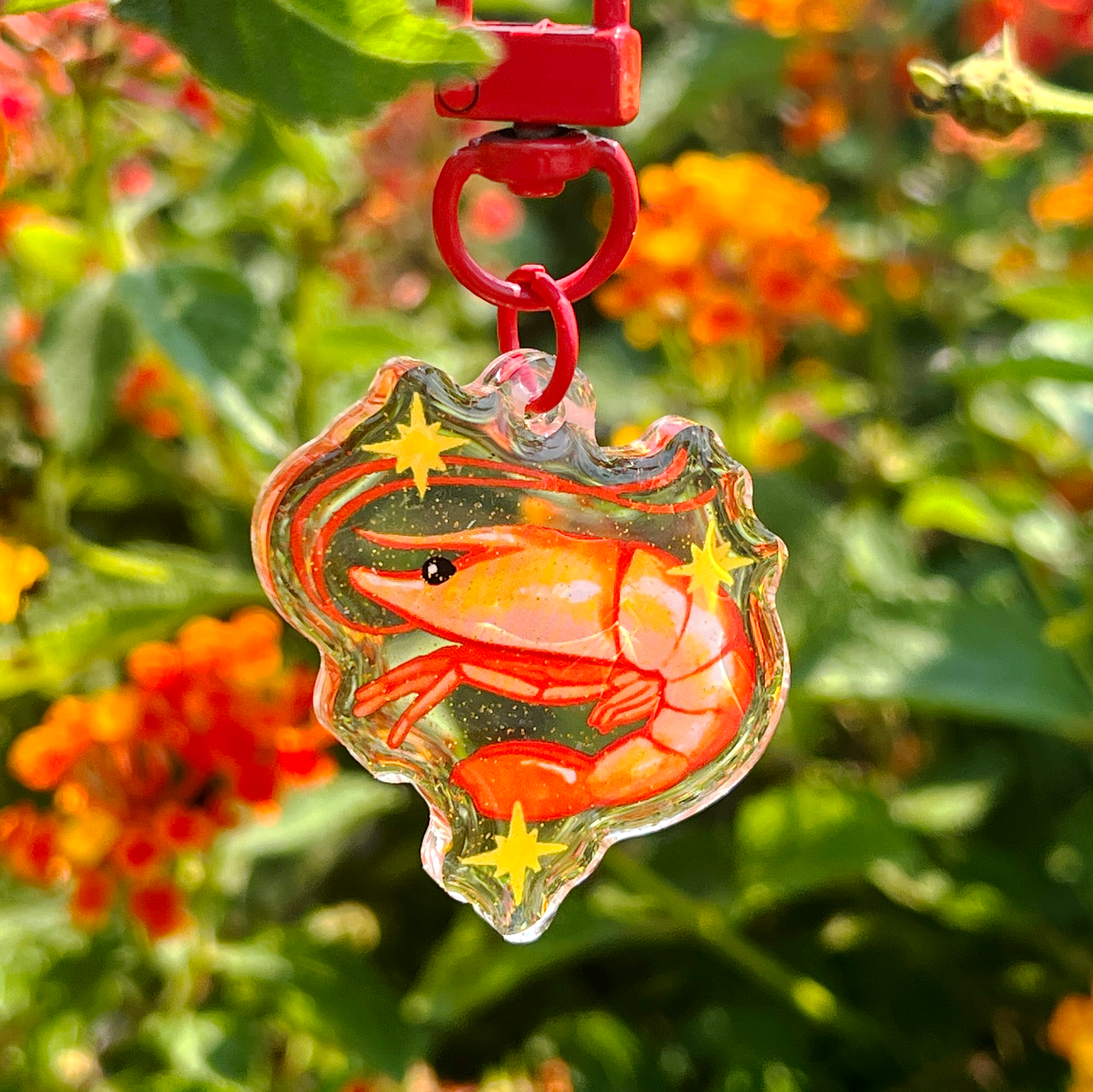 sparkly shrimp charm