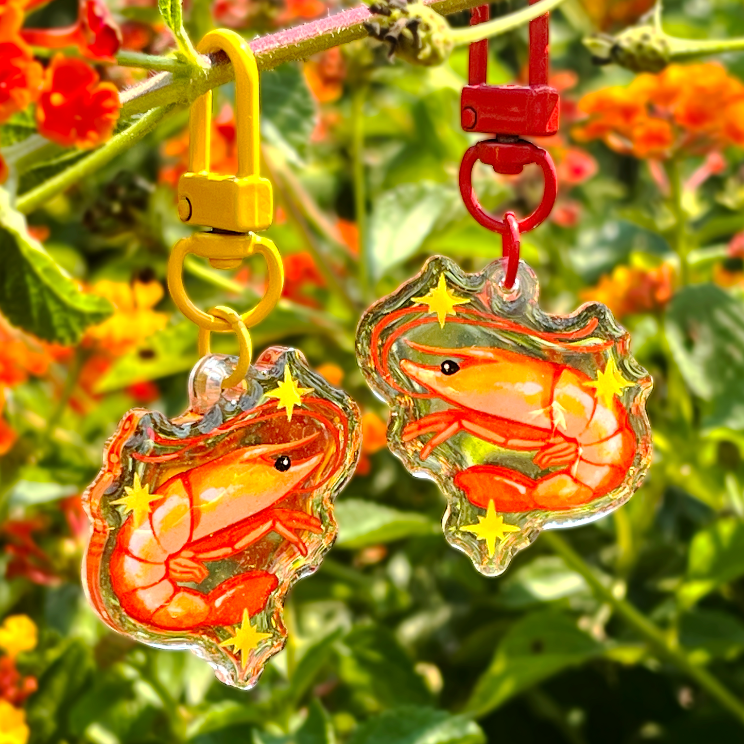 sparkly shrimp charm