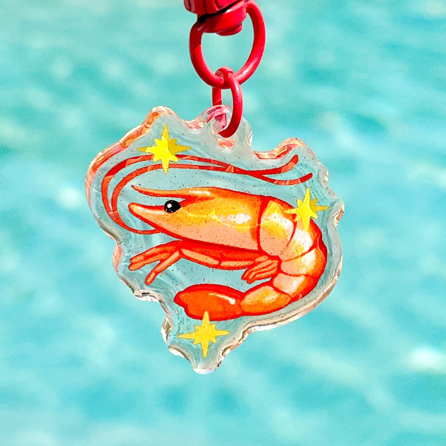 sparkly shrimp charm