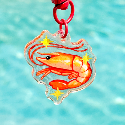 sparkly shrimp charm