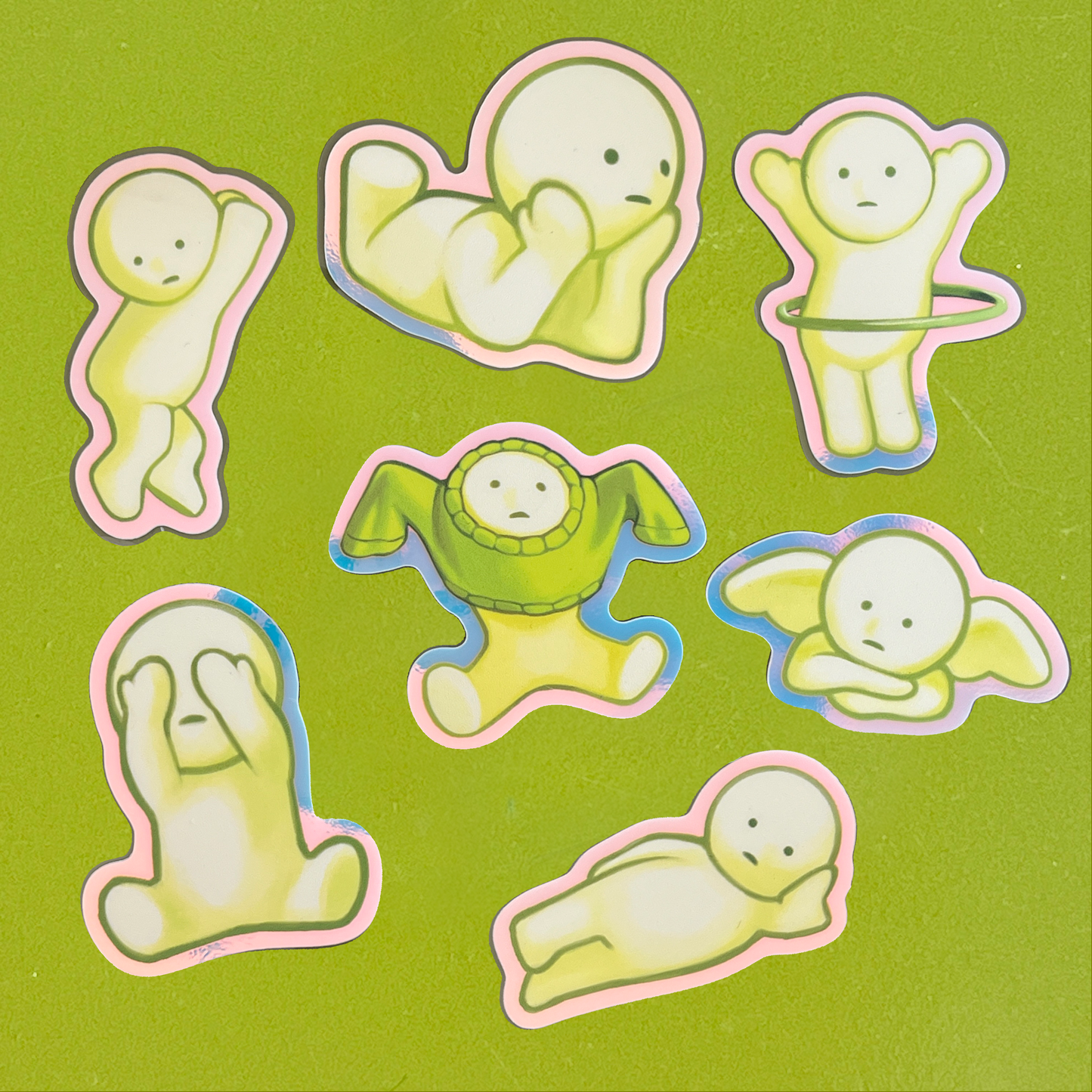 holographic glow-in-the-dark smiski stickers